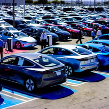 car sales lot full of evs